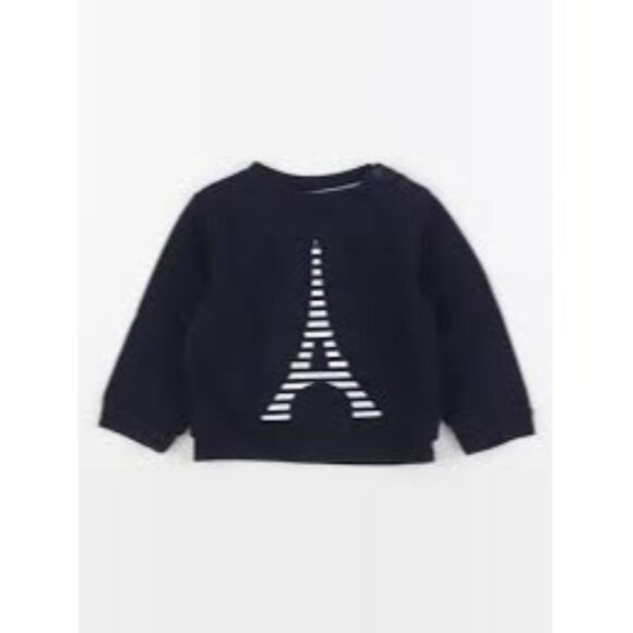 Jacadi Baby Blue Eiffel Tower Sweatshirt, Size 12 Months - Picture 1 of 5